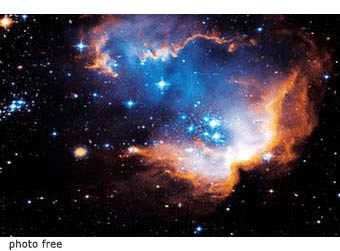 angolo dell'universo, nebulose, stelle, pianeti