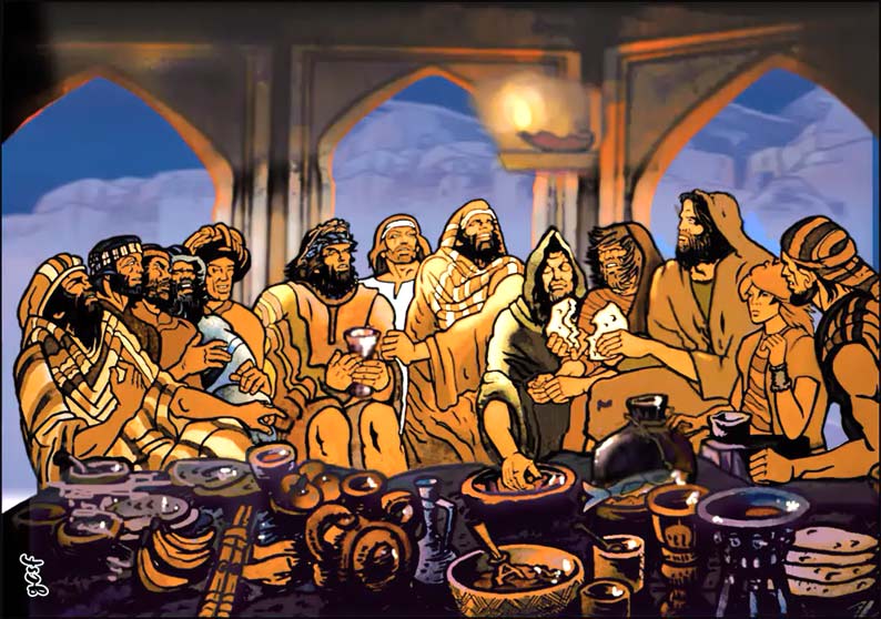 cena di pasqua, il Messia con i discepoli
