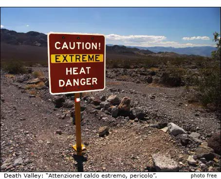 Death Valley, California Death Valley, pericolo, caldo estremo